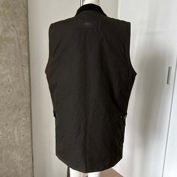 Barbour Westmorland Mens Wax Waistcoat - Olive Medium - Picture 3 of 9